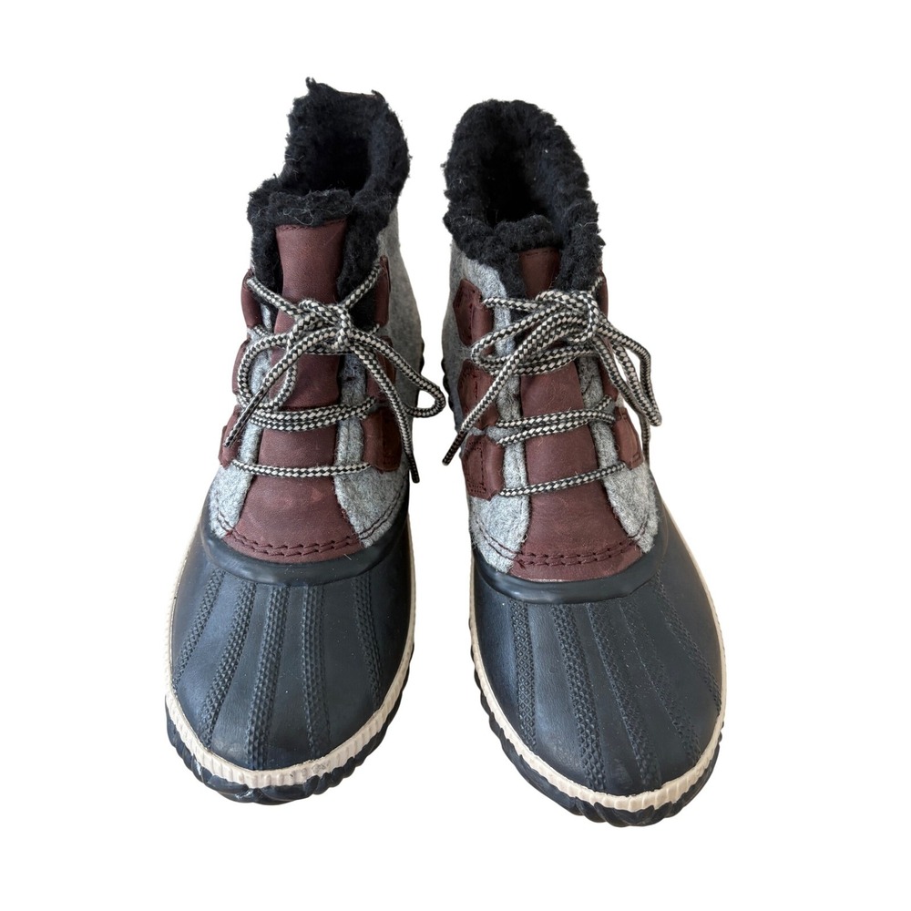 Sorel Waterproof Booties Winter Ankle‎ Boots Faux Fur Lined Gray Size 7 - Picture 4 of 13